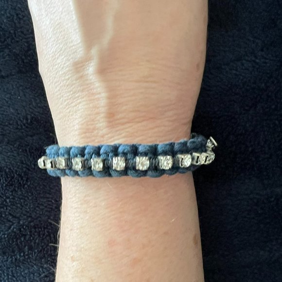 LOFT Blue Fabric Bracelet with Rhinestones - Picture 1 of 4